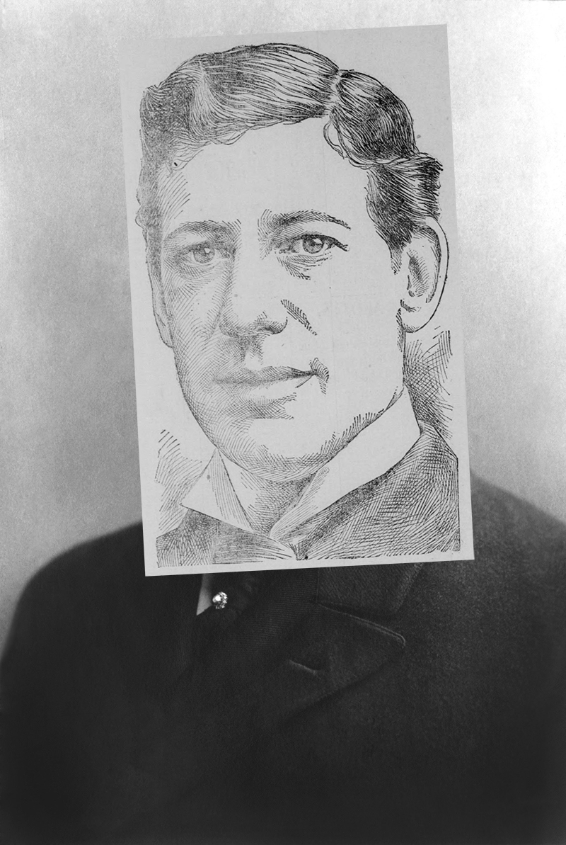 Click to reveal the photo of DeWolf Hopper upon which the etching was based. From The Duluth Evening Herald, 1989
