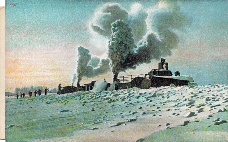 Click to shift between two 909 Michigan Railroad postcards in which the smoke stays frozen