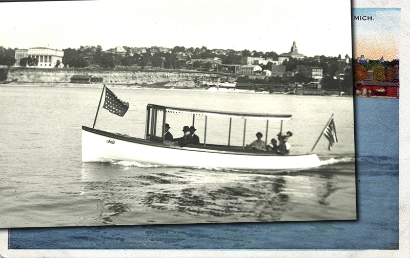 Click to shift between the 1908 postcard and the photograph that inspired it.  Images courtesy of UpNorthMemories.